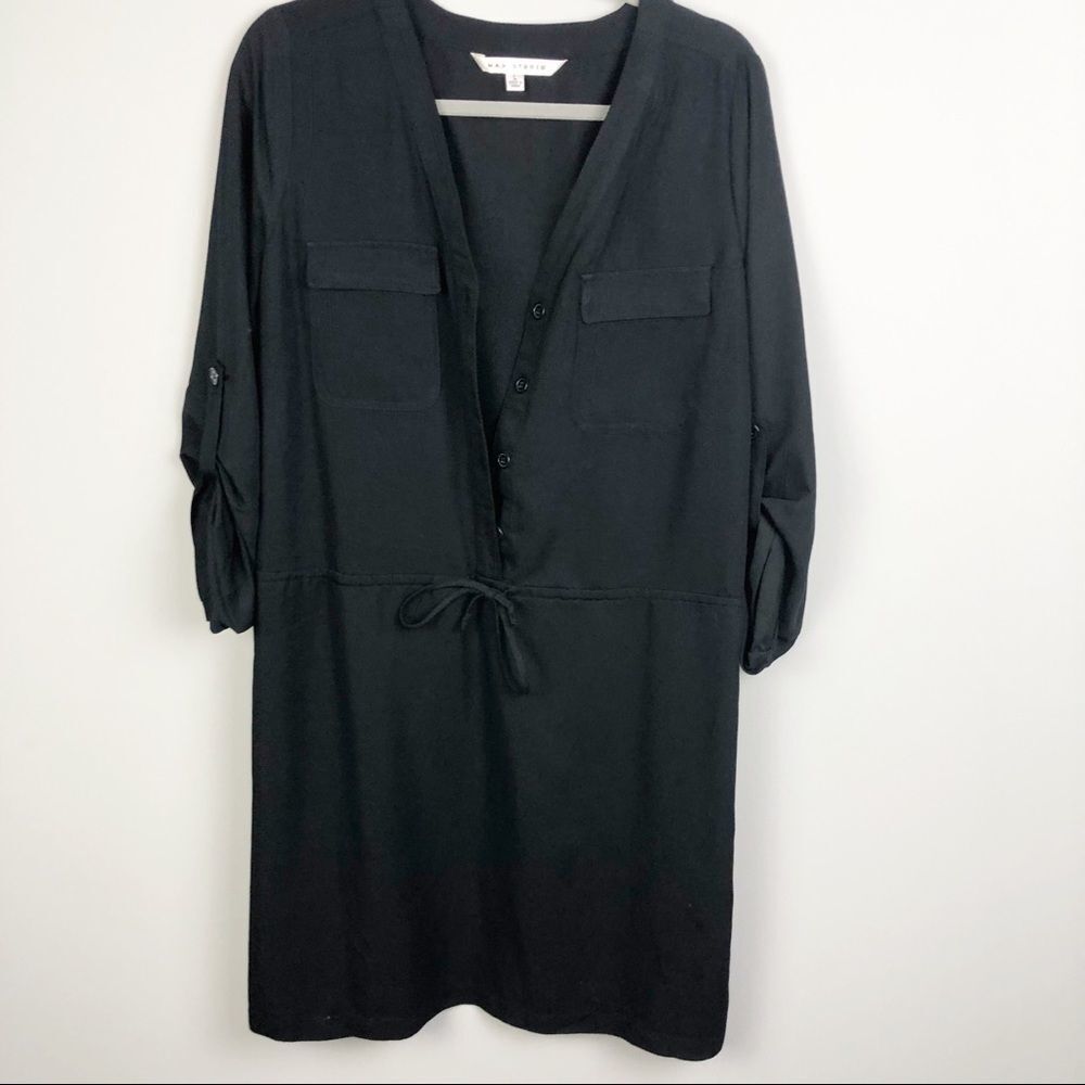 Max Studio | Drawstring Waist Button Front Dress L - image 1